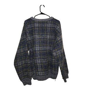 Vintage Clubfellow Plaid Sweater Blue/Grey/Yellow Size L Wool Blend SOFT!